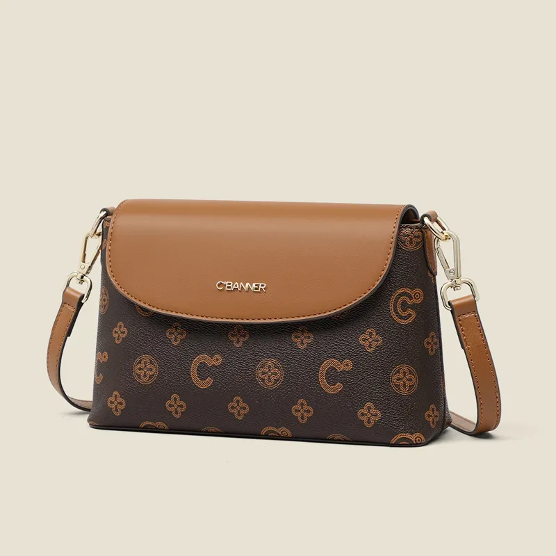 C°BANNER Synthetic Leather One Shoulder Crossbody Small Square Bag Regular Women's Coffee-3