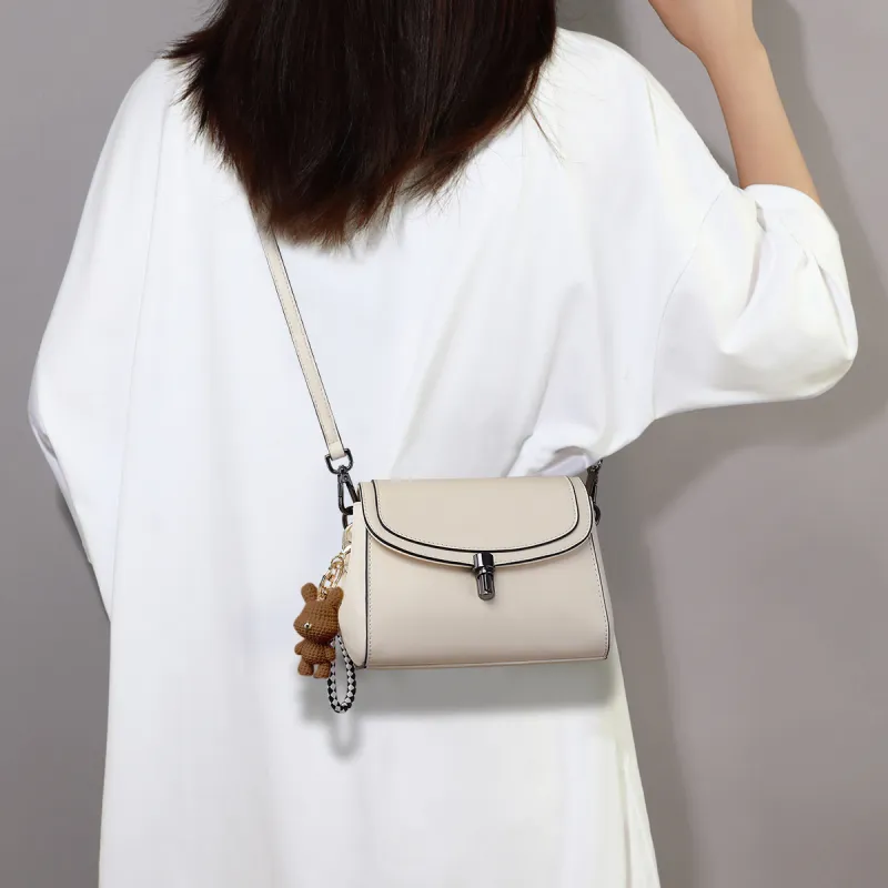 C°BANNER Synthetic Leather, Cow Split Leather Small Square Bag Shoulder Bag, Crossbody Bag Regular Women's Coffee/Ecru-7