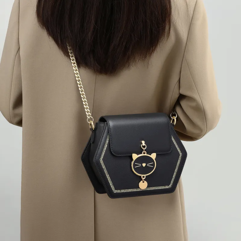 C°BANNER Cow Leather With Synthetic Leather Shoulder Bag Regular Women's Ecru/Black/Caramel-8