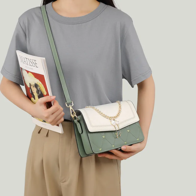 C°BANNER Split Cow Leather With Synthetic Leather Chain Small Square Bag Shoulder Bag Regular Women's Multicolor-2