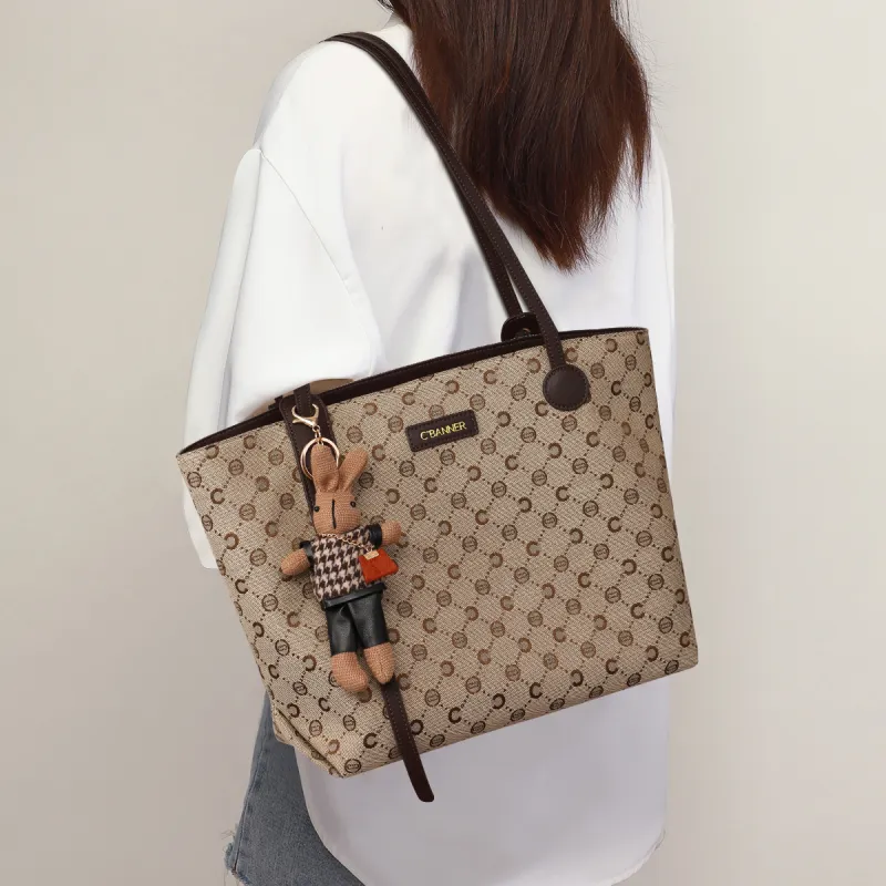 C°BANNER Fabric Carry Underarm Tote Bag Shoulder Bag Women's Coffee-3