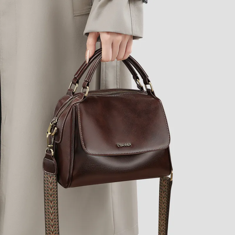 C°BANNER Cow Leather With Synthetic Leather Shoulder Bag, Crossbody Bag, Handbag Regular Women's Dark Brown-2