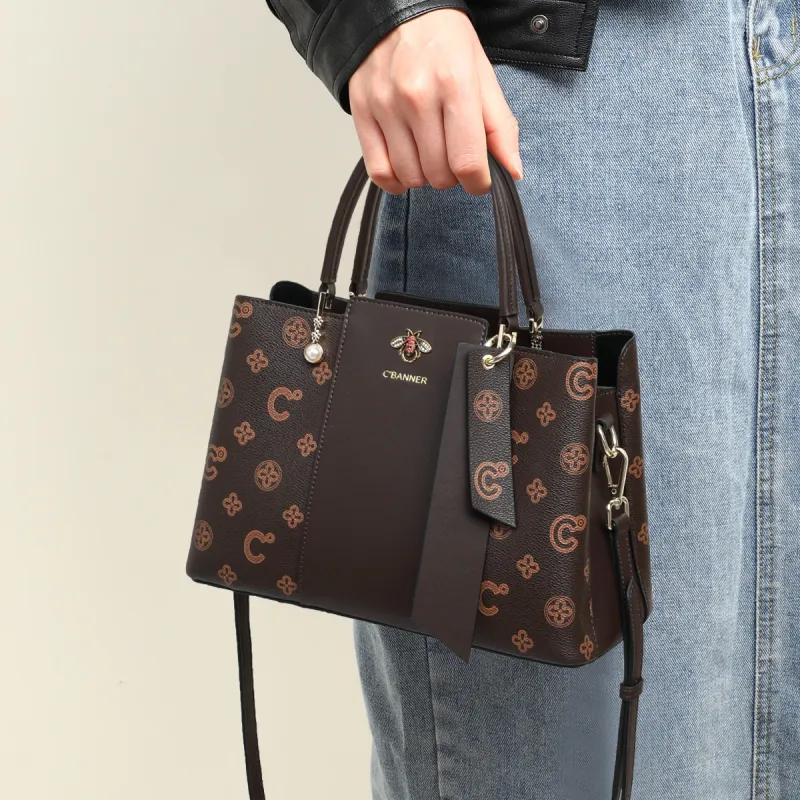 C°BANNER Synthetic Leather Crossbody Tote Portable Women's Coffee-2