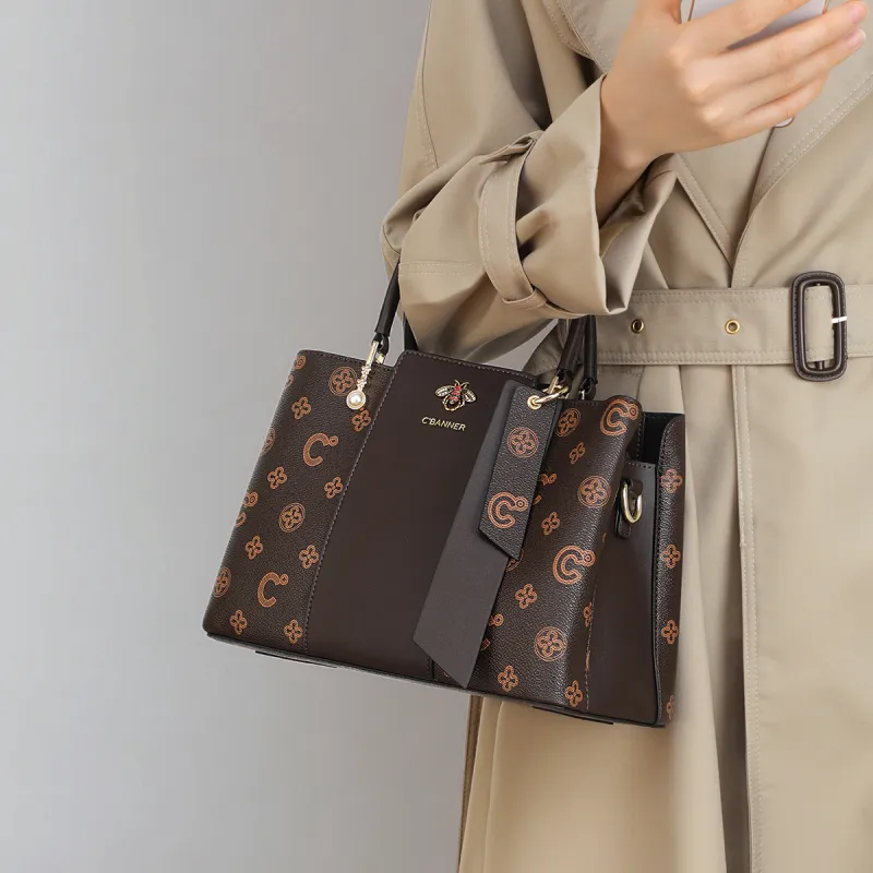 C°BANNER Synthetic Leather Crossbody Tote Portable Women's Coffee-1
