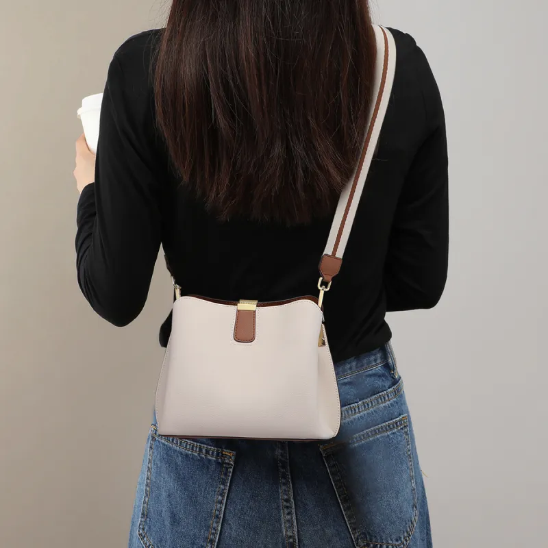 C°BANNER Split Cow Leather With Synthetic Leather Crossbody Bag, Shoulder Bag Women's Milkshake White-5