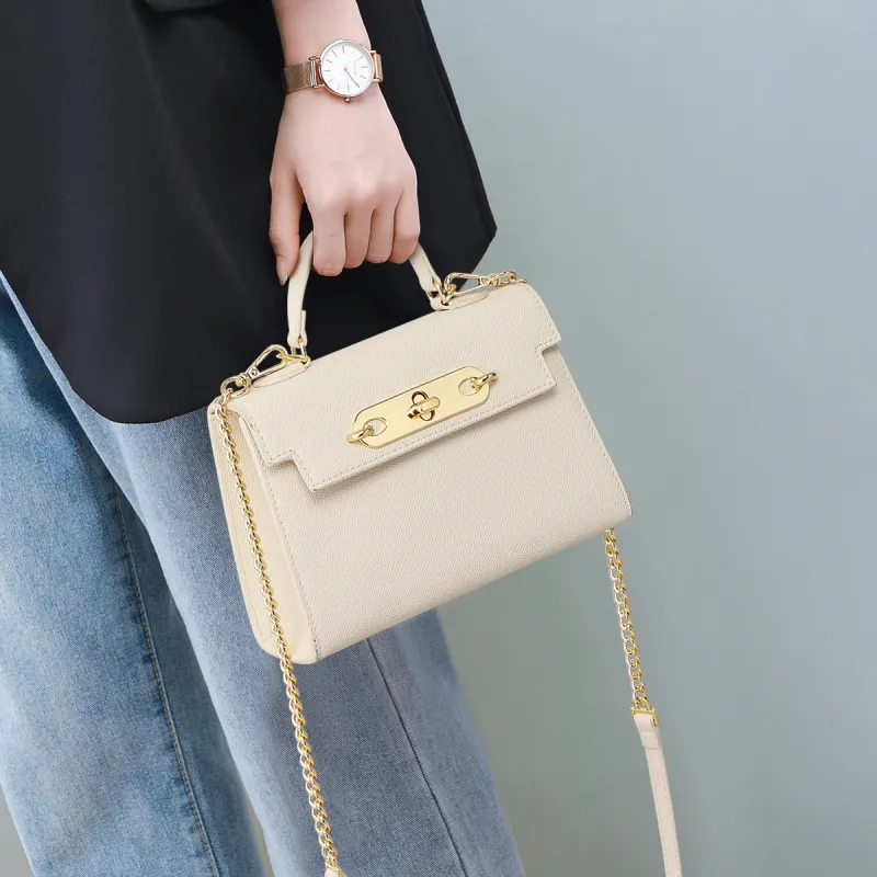 C°BANNER Split Cow Leather With Synthetic Leather Shoulder Bag, Crossbody Bag Large Size Women's Gray/White-6