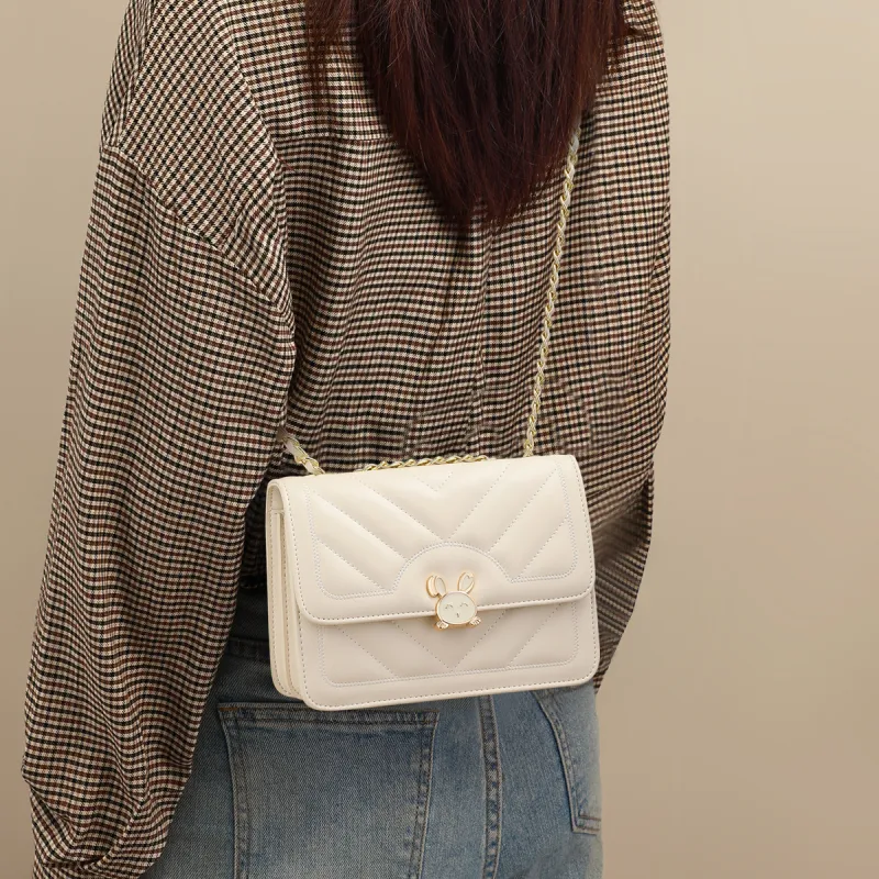 C°BANNER Composite Material Chain Bag, Small Square Bag, Shoulder Bag, Crossbody Bag Regular Women's White-2