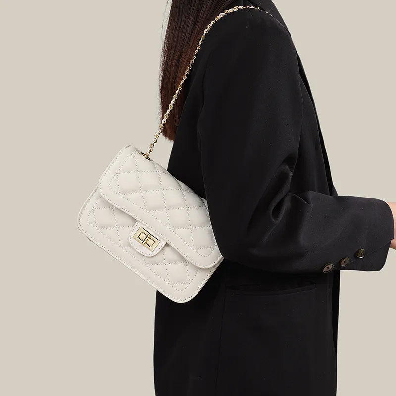 C°BANNER Split Cow Leather With Synthetic Leather Small Square Bag Shoulder Bag Regular Women's Black/Ecru-8