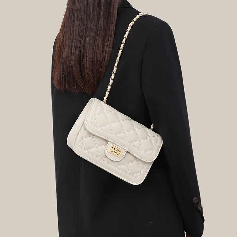 C°BANNER Split Cow Leather With Synthetic Leather Small Square Bag Shoulder Bag Regular Women's Black/Ecru-6