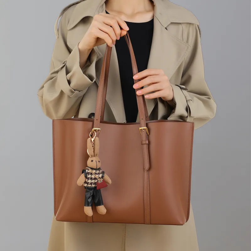 C°BANNER Cow Leather With Synthetic Leather Tote Bag, Shopping Bag, Shoulder Bag Women's Smoke Gray-3
