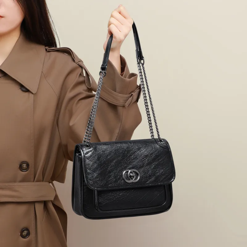 C°BANNER Cow Leather With Synthetic Leather Shoulder Bag Regular Women's Black-1