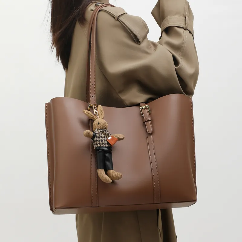 C°BANNER Cow Leather With Synthetic Leather Tote Bag, Shopping Bag, Shoulder Bag Women's Smoke Gray-1