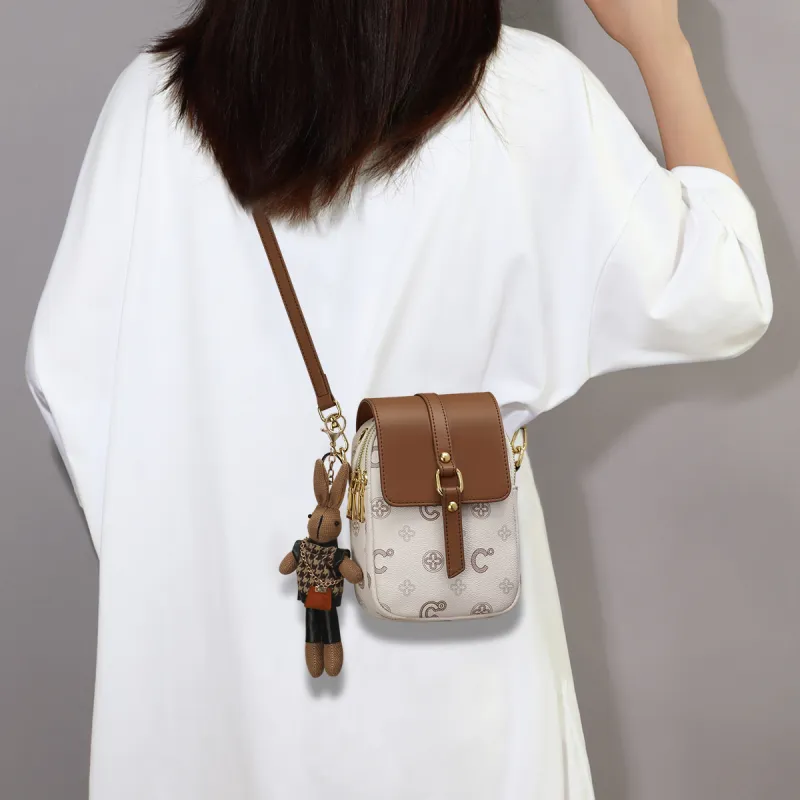C°BANNER Synthetic Leather One Shoulder Small Square Bag Women's Nut Apricot/Coffee-1
