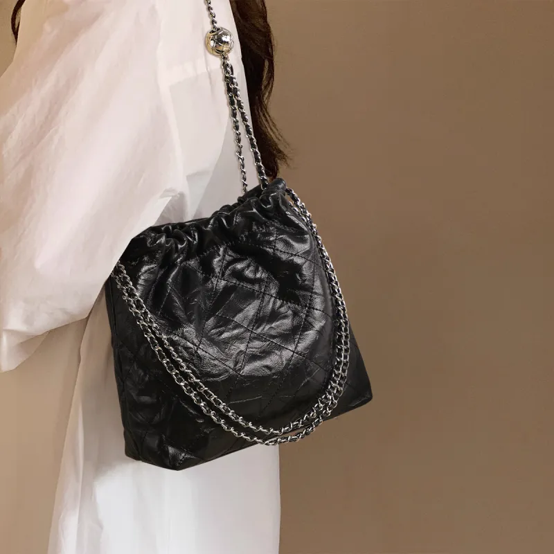 C°BANNER Cow Leather Bucket Bags Crossbody Bag, Shoulder Bag Women's Black-1