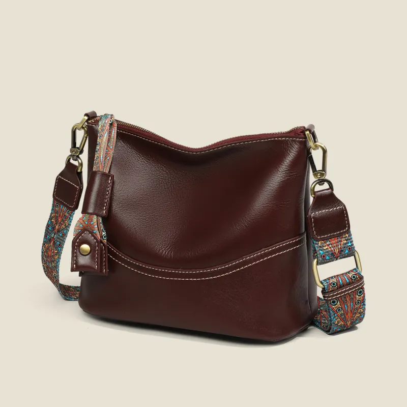 C°BANNER Cow Leather With Synthetic Leather One Shoulder Crossbody Tofu Bag Women's Black-7