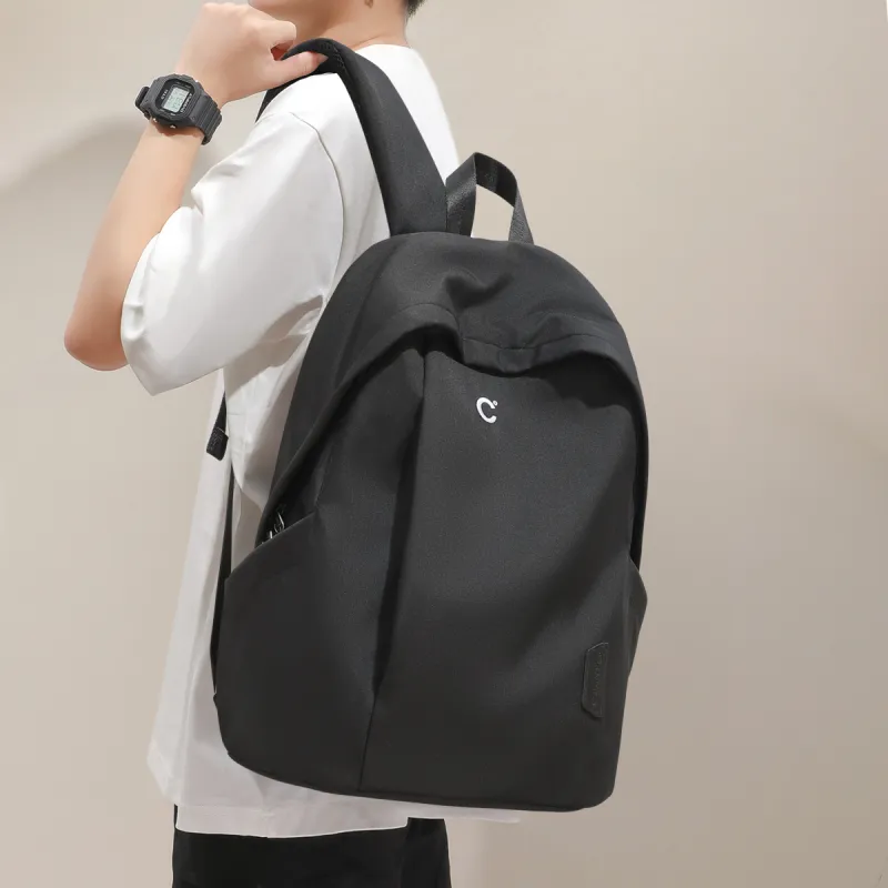 C°BANNER Fabric Backpack Large Size Unisex Black/White Yellow-6