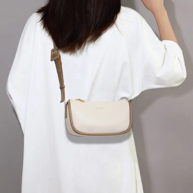 C°BANNER Split Cow Leather With Synthetic Leather Pillow Bag Shoulder Bag Women's Ecru-1