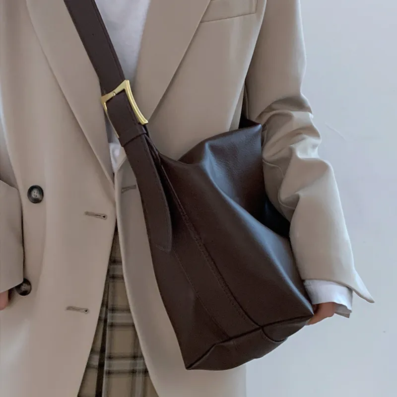 C°BANNER Cow Leather Tote Bag, Shopping Bag, Crossbody Bag, Shoulder Bag Women's Coffee/Caramel-2
