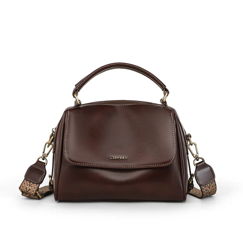 C°BANNER Cow Leather With Synthetic Leather Shoulder Bag, Crossbody Bag, Handbag Regular Women's Dark Brown-4
