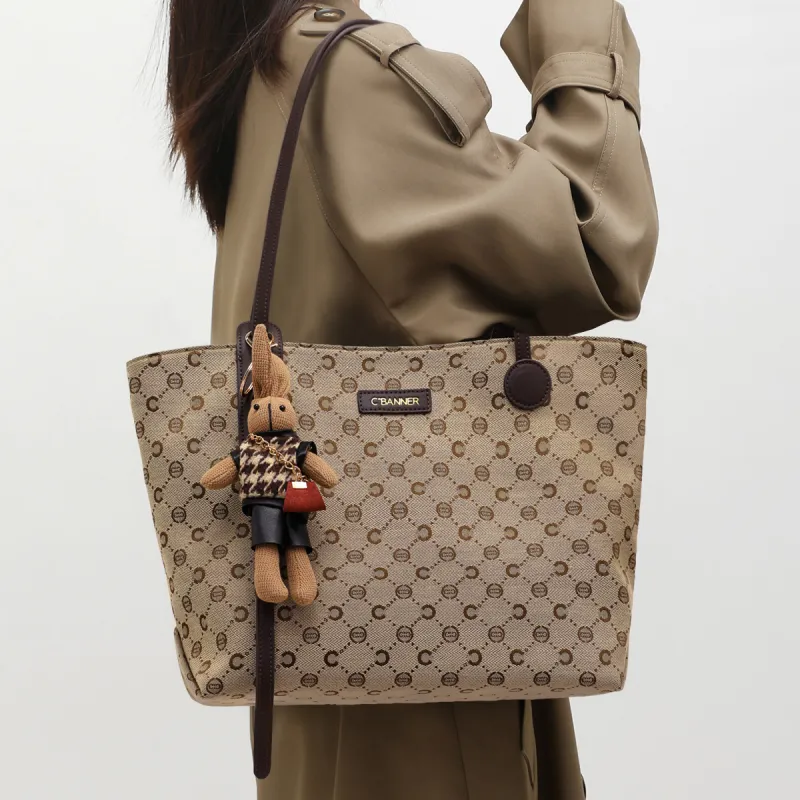C°BANNER Fabric Carry Underarm Tote Bag Shoulder Bag Women's Coffee-1