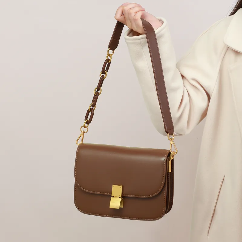 C°BANNER Split Cow Leather With Synthetic Leather Commute Underarm Shoulder Bag Regular Women's Coffee-2