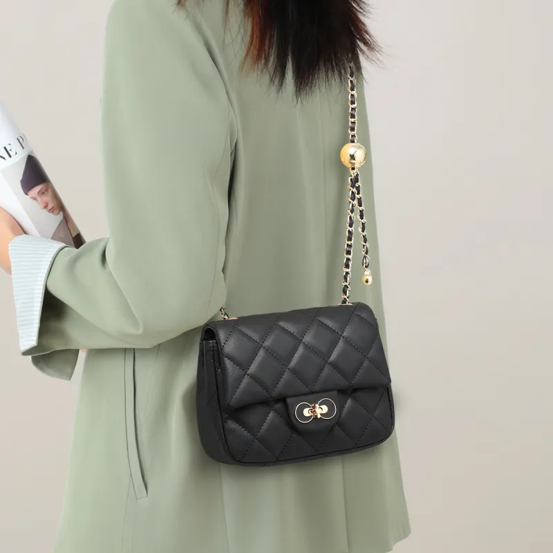 C°BANNER Cow Leather With Synthetic Leather Small Square Bag, Crossbody Bag, Shoulder Bag Women's Ecru/Black-7