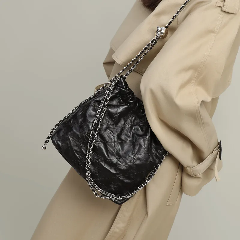 C°BANNER Cow Leather Bucket Bags Crossbody Bag, Shoulder Bag Women's Black-3