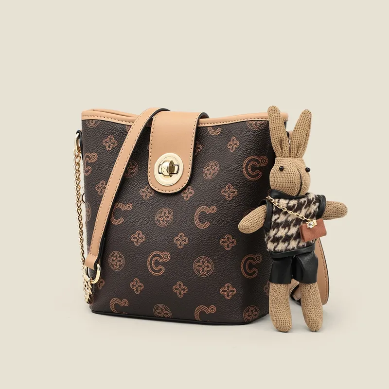 C°BANNER Synthetic Leather Crossbody Bag, Shoulder Bag, Bucket Bag Small Size Women's Coffee-2