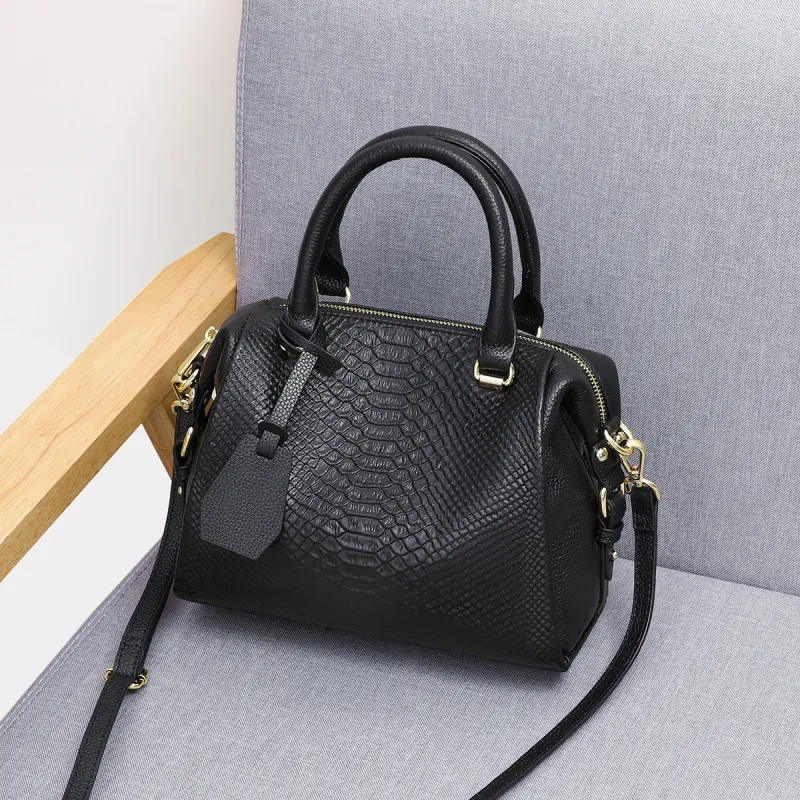 C°BANNER Cow Leather With Synthetic Leather Crossbody Handbag Tubas Women's Black-2