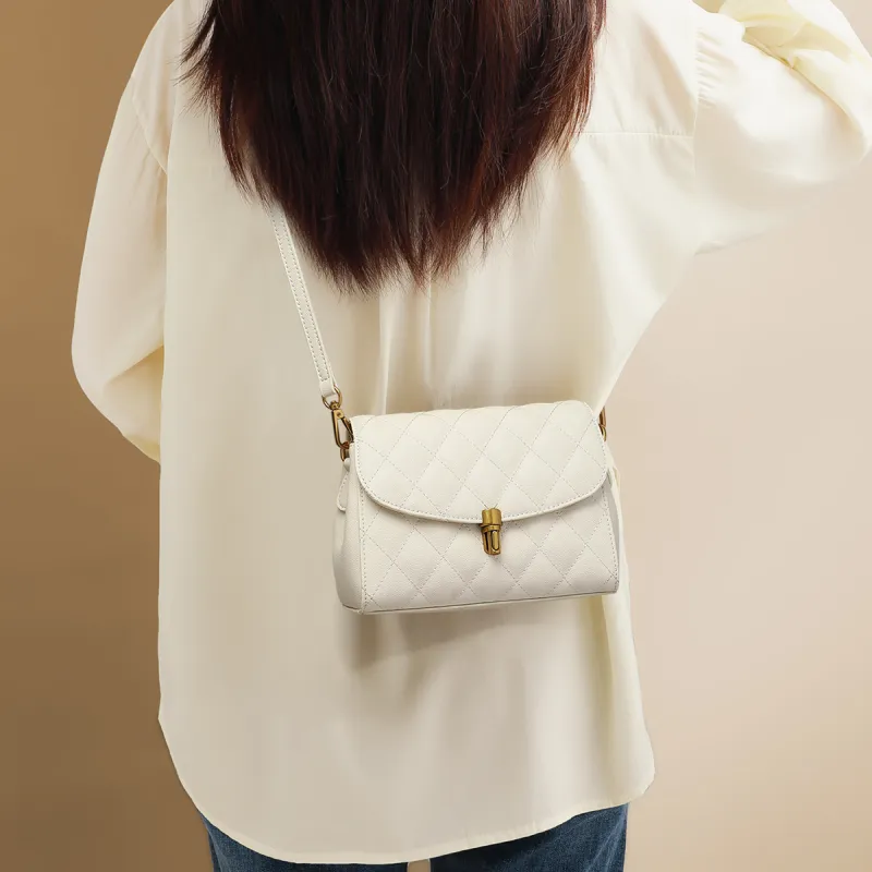 C°BANNER Split Cow Leather With Synthetic Leather Small Square Bag, Crossbody Bag Women's Black/White-8