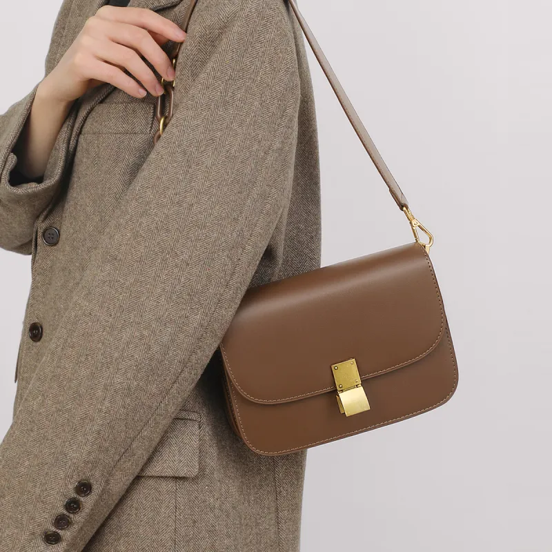 C°BANNER Split Cow Leather With Synthetic Leather Commute Underarm Shoulder Bag Regular Women's Coffee-1