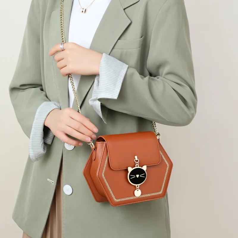 C°BANNER Cow Leather With Synthetic Leather Shoulder Bag Regular Women's Ecru/Black/Caramel-10