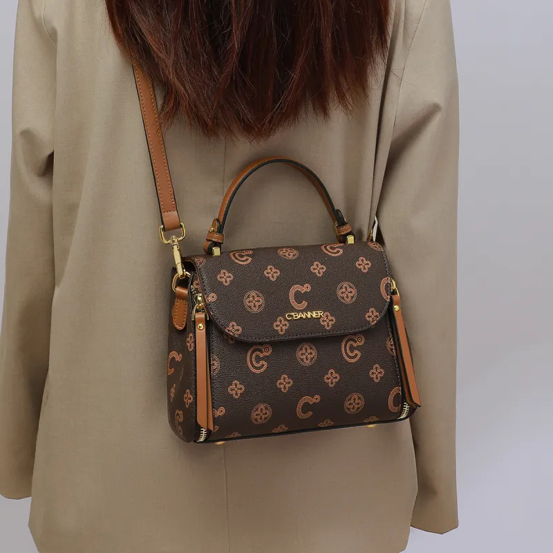 C°BANNER Synthetic Leather One Shoulder Crossbody Small Square Bag Handbag Regular Women's Coffee-1