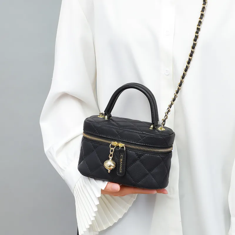 C°BANNER Split Cow Leather With Synthetic Leather Crossbody Handbag Regular Women's Black-1