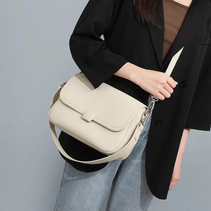 C°BANNER Cow Leather Crossbody Bag, Shoulder Bag, Small Square Bag Regular Women's Coffee/Black/Ecru-4