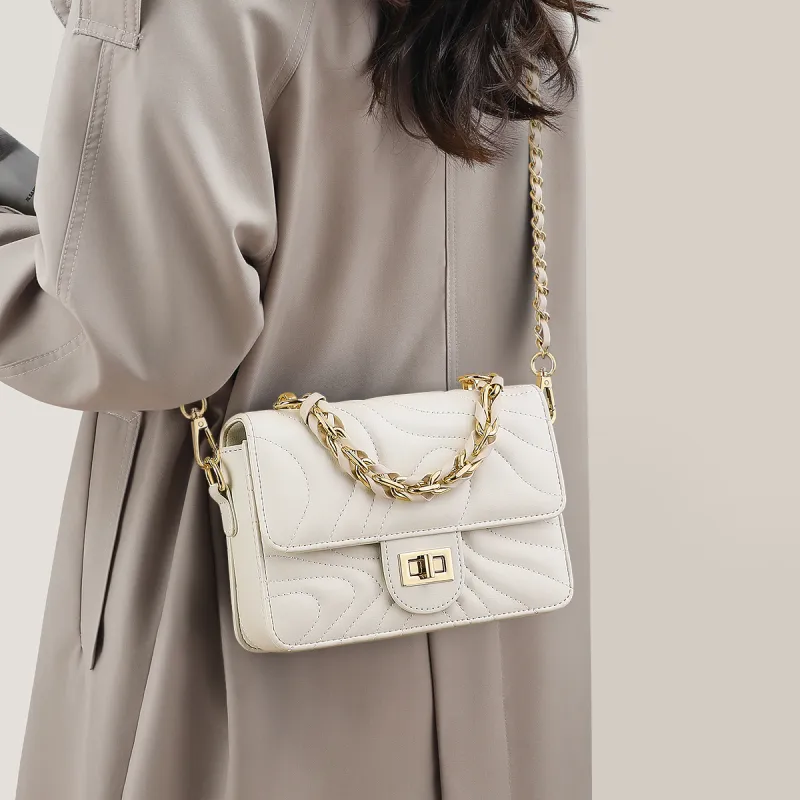 C°BANNER Cow Leather With Synthetic Leather Small Square Bag Shoulder Bag, Crossbody Bag Regular Women's Ecru-1