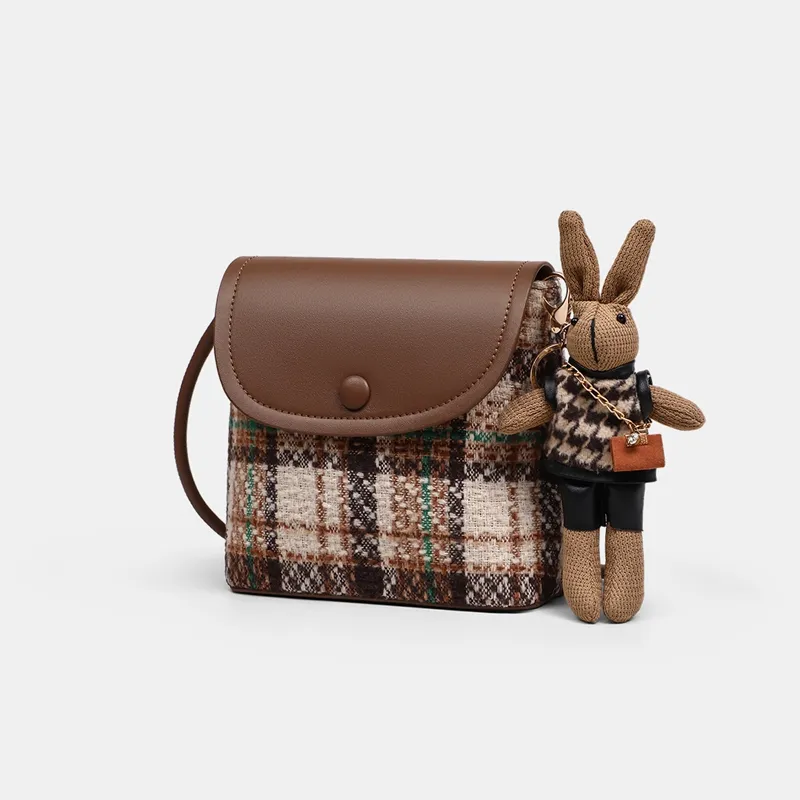 C°BANNER Fabric, Synthetic Leather Small Square Bag Shoulder Bag Regular Women's Coffee-3