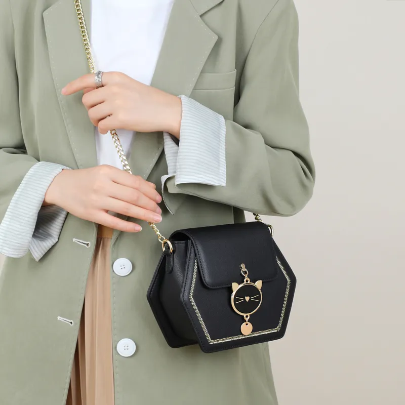 C°BANNER Cow Leather With Synthetic Leather Shoulder Bag Regular Women's Ecru/Black/Caramel-7