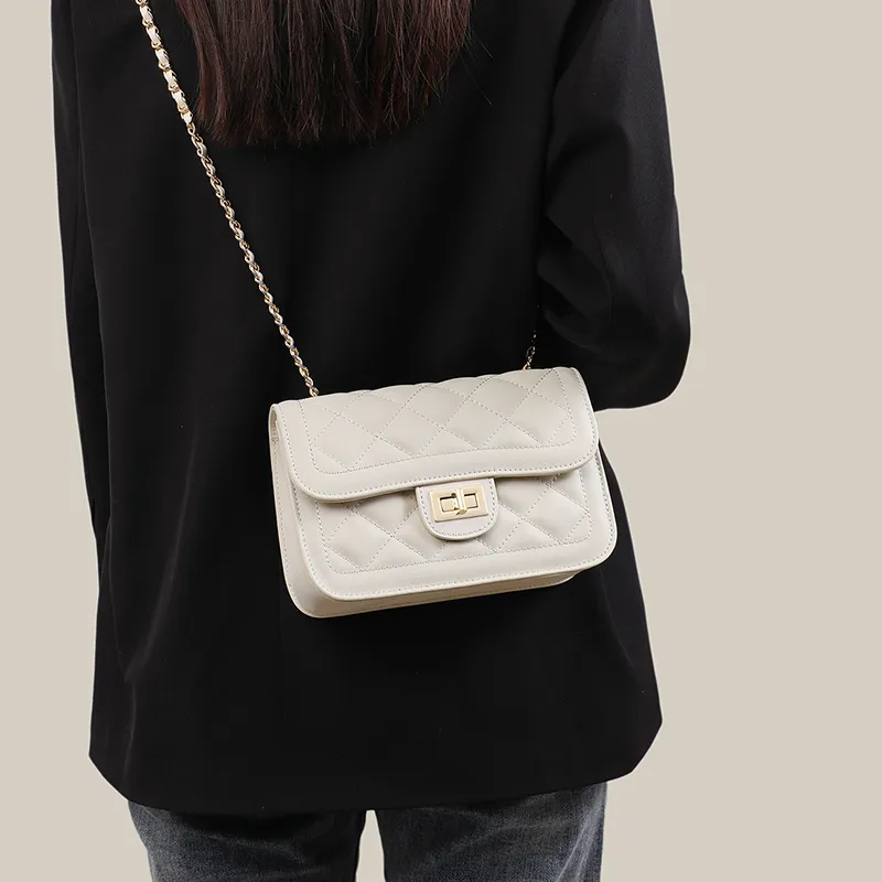 C°BANNER Split Cow Leather With Synthetic Leather Small Square Bag Shoulder Bag Regular Women's Black/Ecru-9