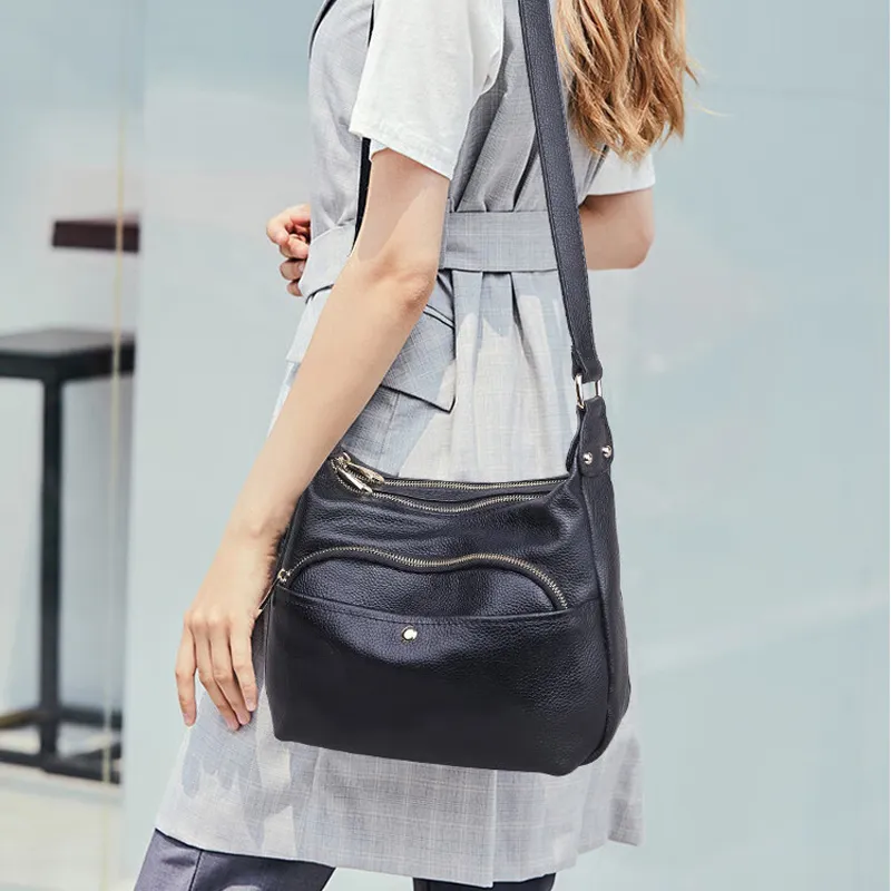 C°BANNER Cow Leather With Synthetic Leather Mom Bag, Shoulder Bag, Crossbody Bag Large Size Women's Black-2
