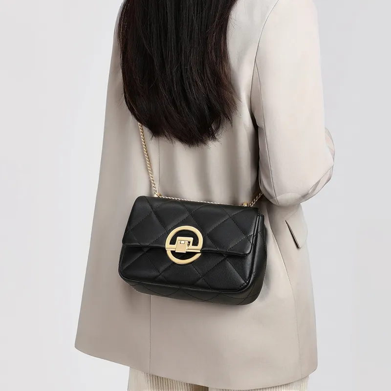 C°BANNER Cow Leather With Synthetic Leather Small Square Bag, Crossbody Bag, Shoulder Bag Women's Black-2