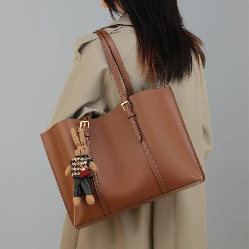 C°BANNER Cow Leather With Synthetic Leather Tote Bag, Shopping Bag, Shoulder Bag Women's Smoke Gray-2
