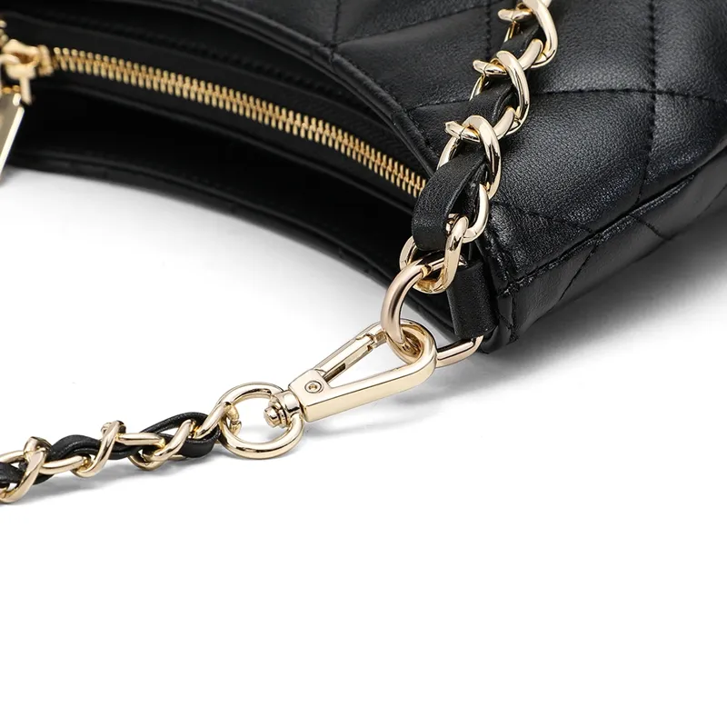 C°BANNER Top Grain Cow Leather One Shoulder Crossbody Chain Bucket Bag Regular Women's Black-6