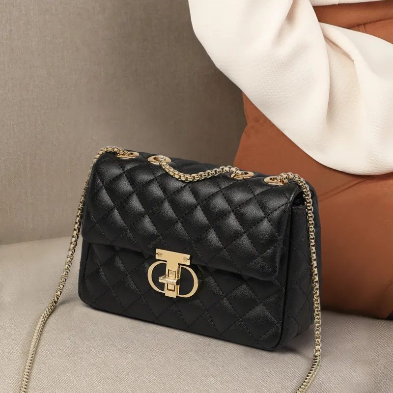 C°BANNER Cow Leather With Synthetic Leather One Shoulder Crossbody Small Square Bag Regular Women's Black-1