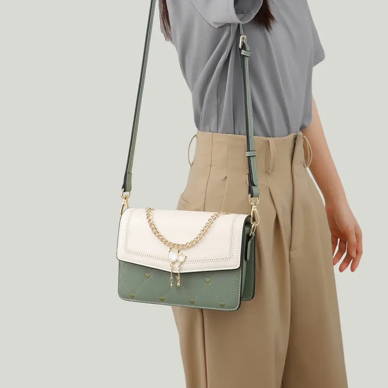 C°BANNER Split Cow Leather With Synthetic Leather Chain Small Square Bag Shoulder Bag Regular Women's Multicolor-1