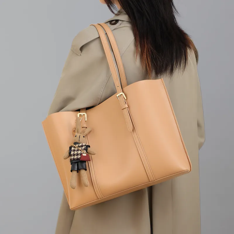 C°BANNER Cow Leather With Synthetic Leather Tote Bag, Shopping Bag, Shoulder Bag Women's Smoke Gray-5
