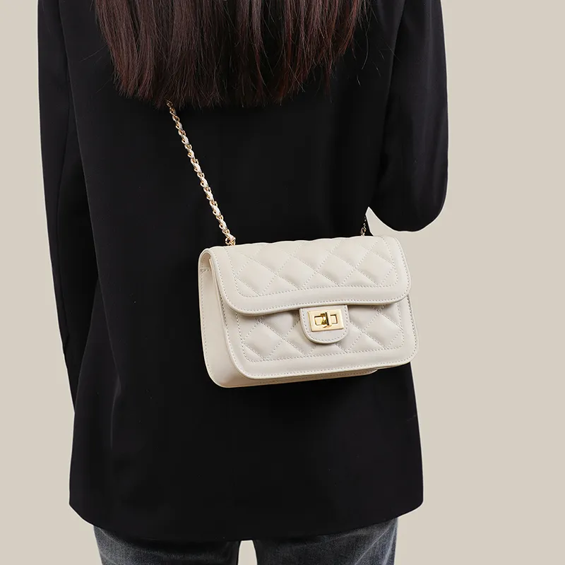C°BANNER Split Cow Leather With Synthetic Leather Small Square Bag Shoulder Bag Regular Women's Black/Ecru-10