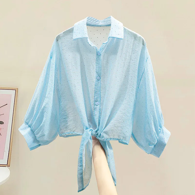 TOUCH Shirts Women's Blue Stripes Pattern-2