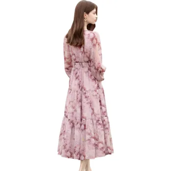 TOUCH Long Sleeved Dress Women's Pink Purple Floral