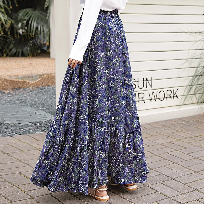 Cypress House Casual Long Skirt Women's Gray Purple-3